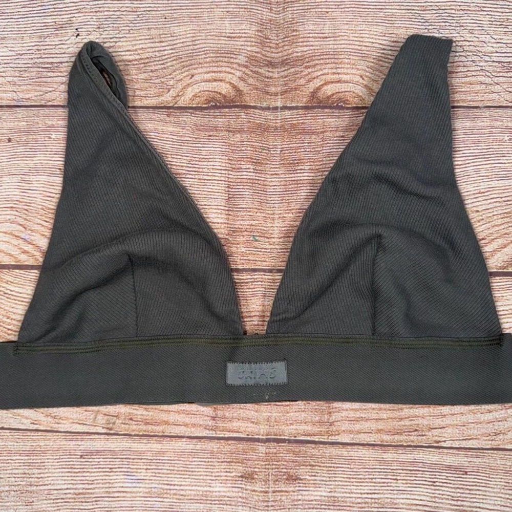 SKIMS Large Cotton Rib Plunge Bralette